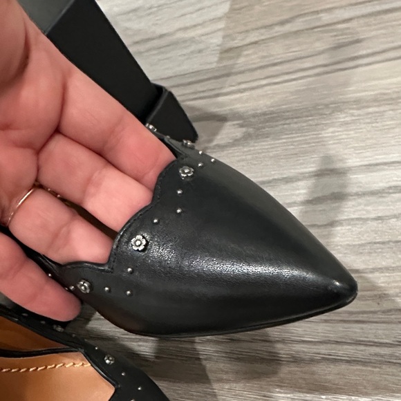 New Coach Black Scalloped Pointed-Toe Heels with Stud Detail - Picture 10 of 11
